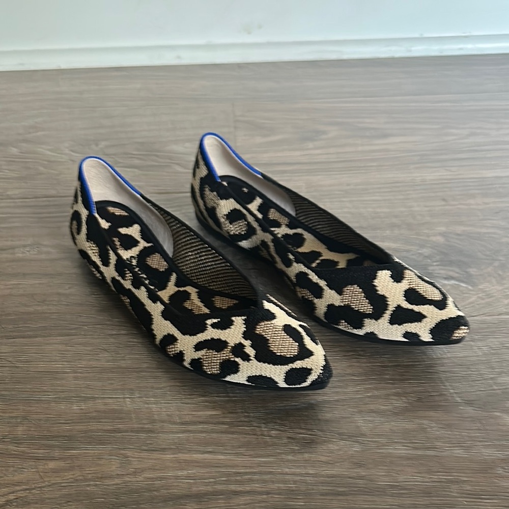 Rothy's Animal Print Flats with Blue Accent